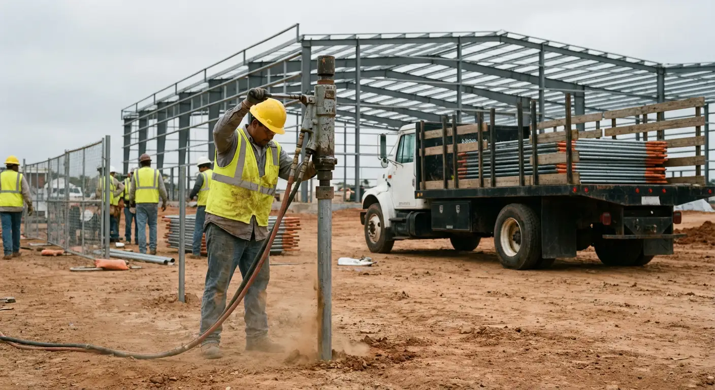 Industrial fencing installation site in Highland, CA