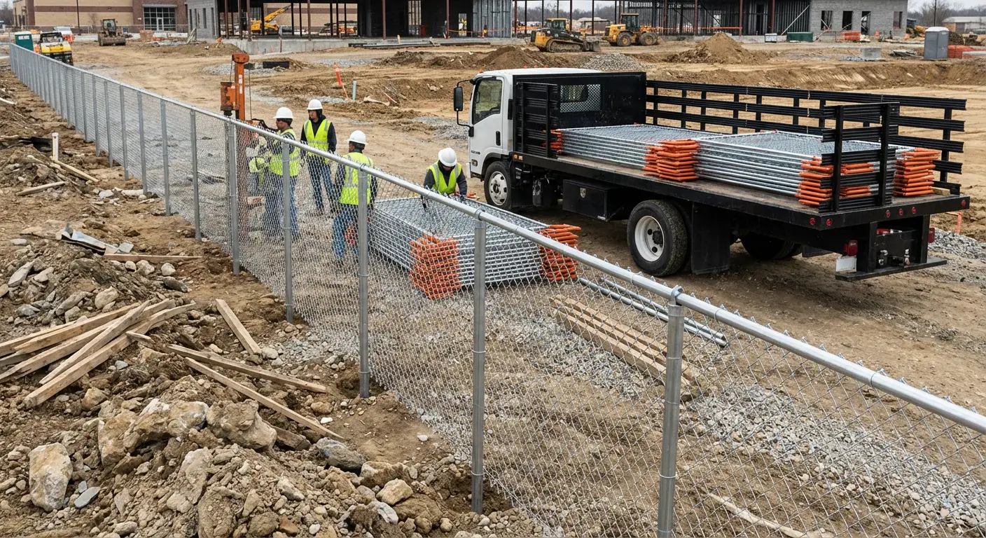 Post-Driven Construction Fence in Highland, CA