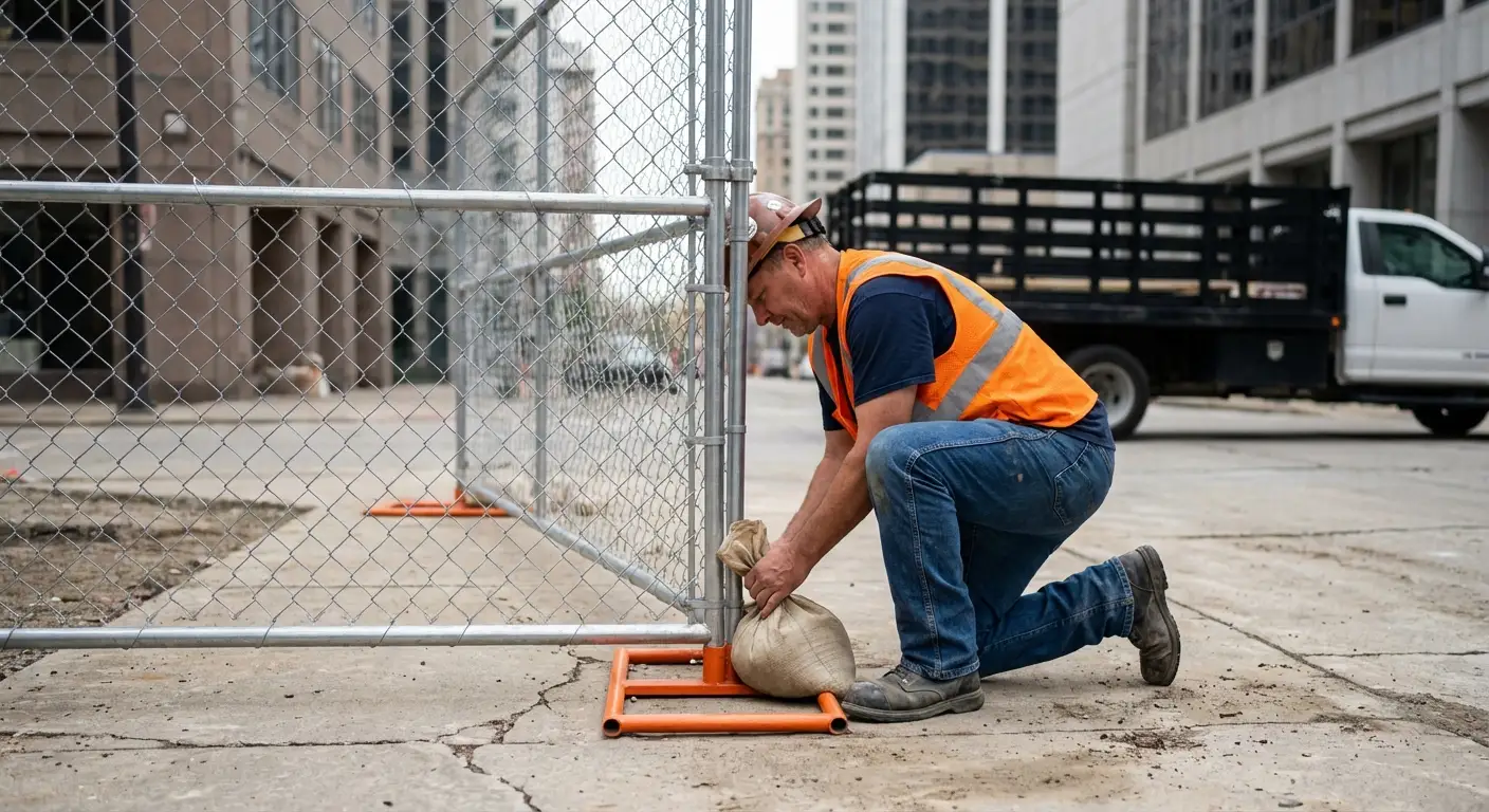 Temporary fence installation in Downtown Highland area