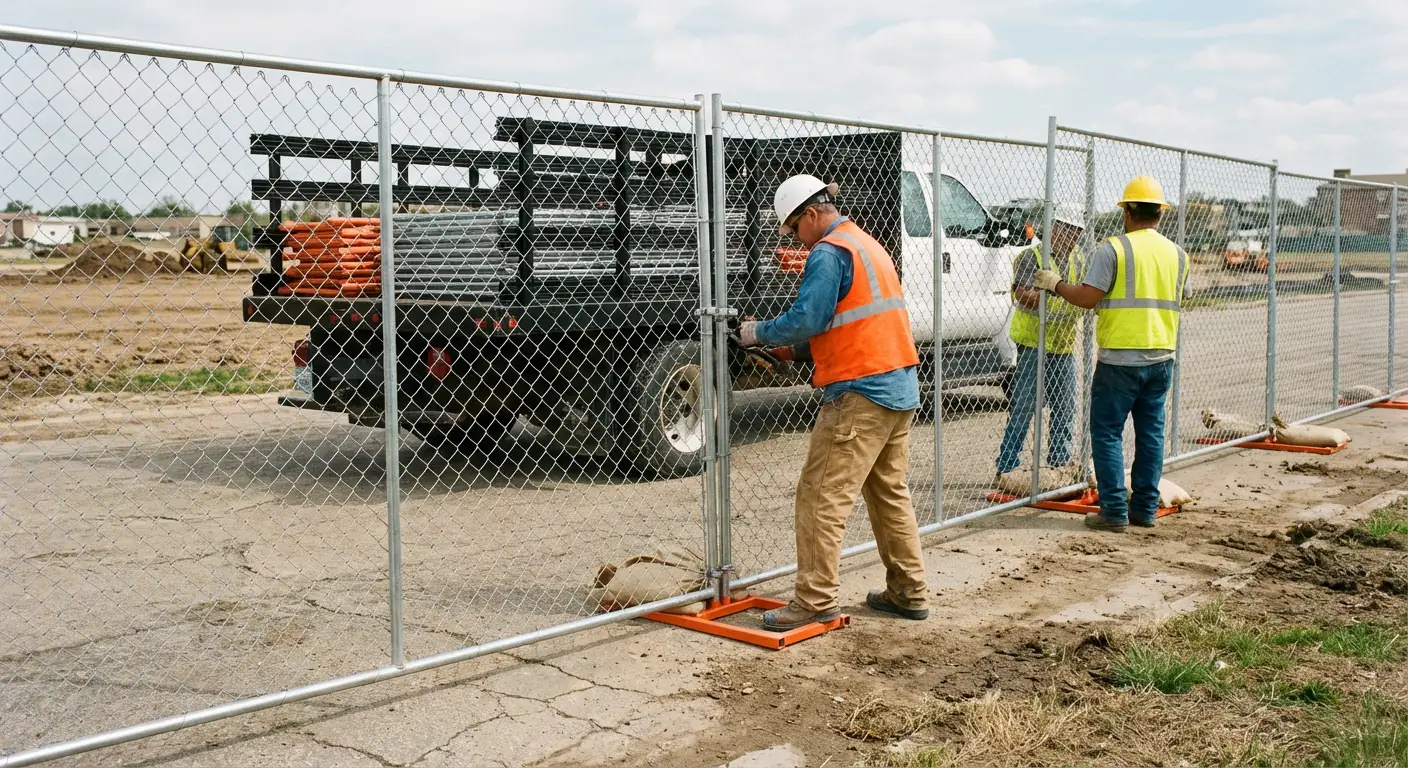 Temporary fencing deployment in Highland, CA