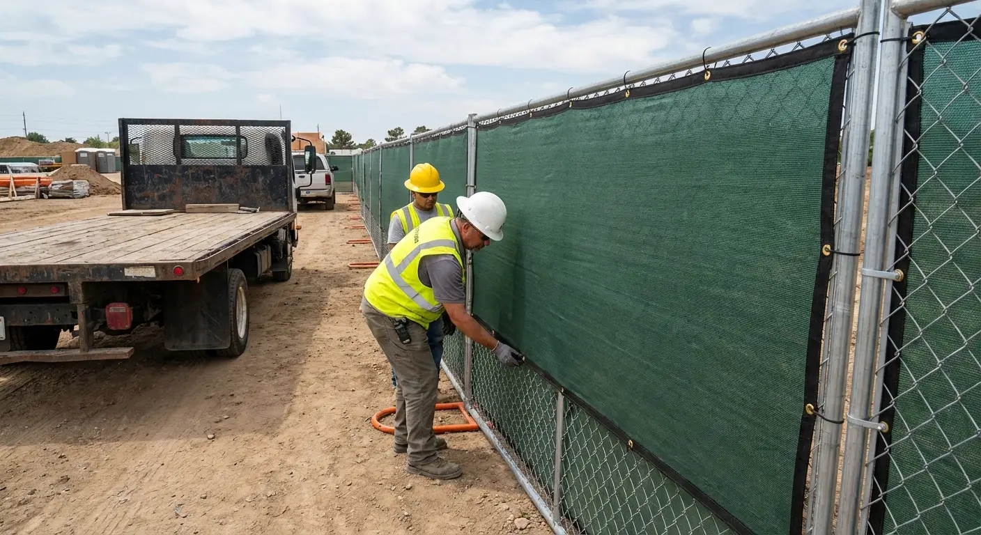 Temporary fence and barricade delivery truck in Highland, CA